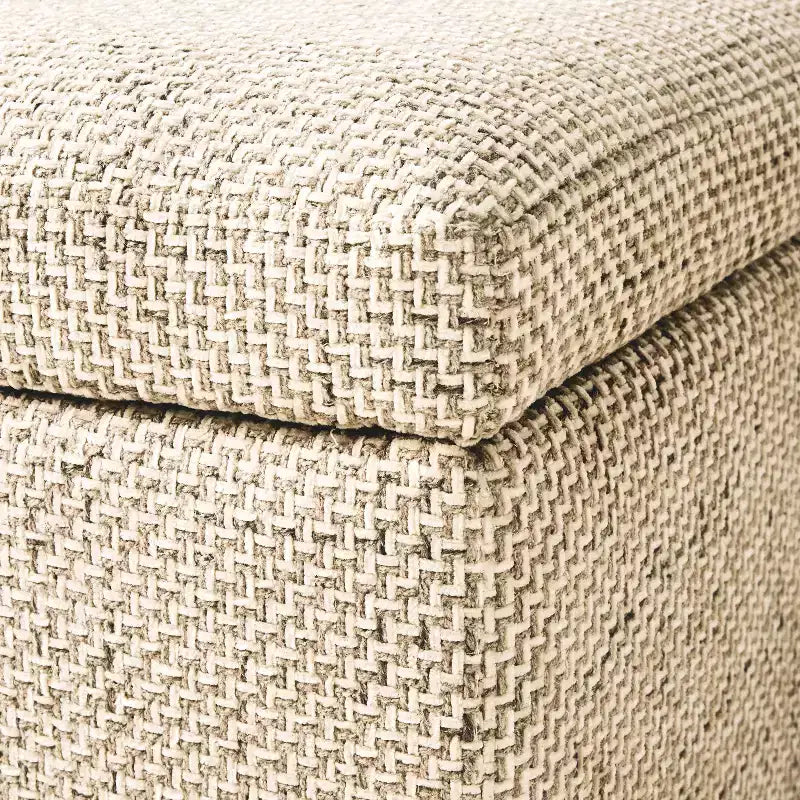 Pouf Contenitore Imbottito, Poggiapiedi in Tessuto Trapuntato con Spazio Nascosto per Soggiorno
