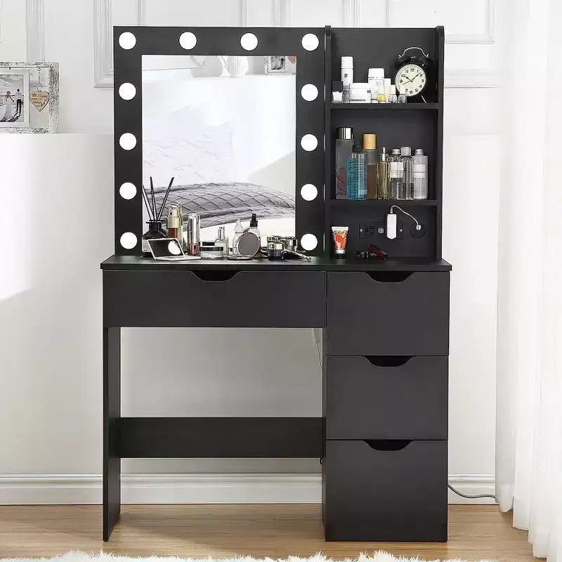 Makeup Vanity with Drawers, White Vanity Desk with Mirror and Lights in 3 Colors
