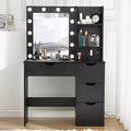 Makeup Vanity with Drawers, White Vanity Desk with Mirror and Lights in 3 Colors