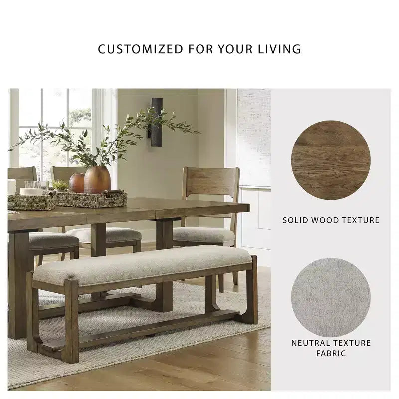 Panca da pranzo in stile rustico "Farmhouse" da 160 cm, in legno massello marrone chiaro, per cucina e sala da pranzo
