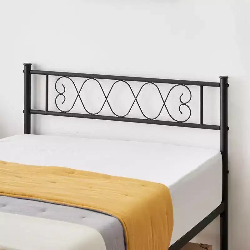 Struttura letto a piattaforma in metallo per materasso singolo/matrimoniale/queen-size, con testiera e pediera