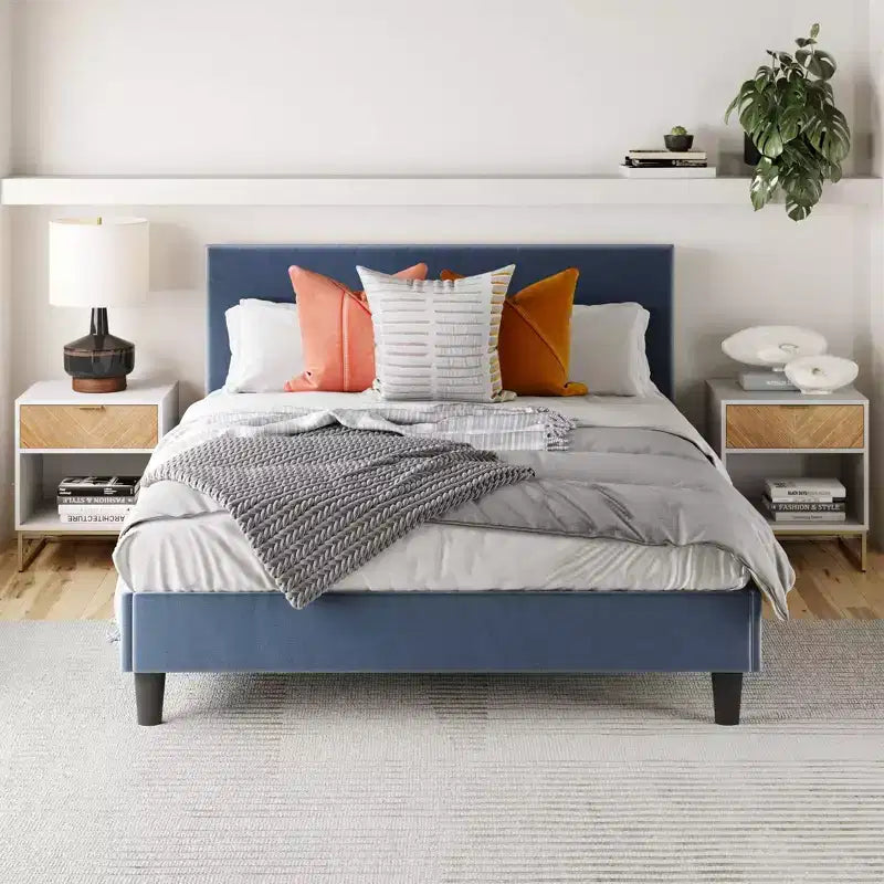 Set di 2 comodini in legno a spina di pesce, comodini moderni con contenitore per la camera da letto