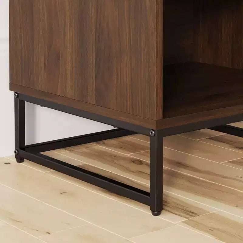 Set di 2 comodini in legno a spina di pesce, comodini moderni con contenitore per la camera da letto