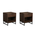 Nathan James Set of 2 Kensi Wood Herringbone Nightstands