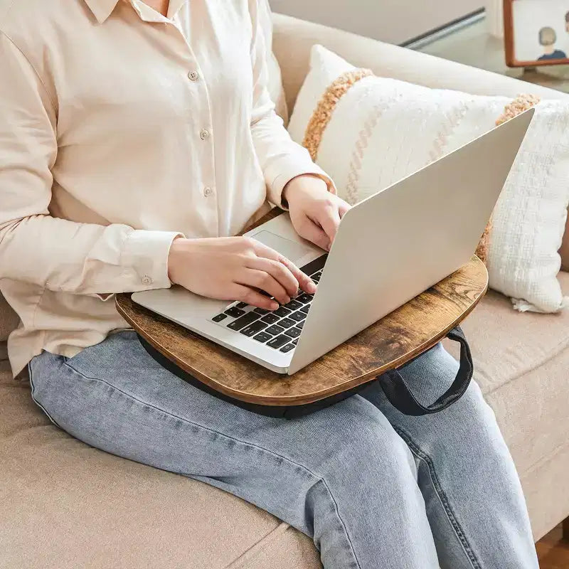 Tavolino da letto Lap Desk con maniglia 32 x 40 x 8 cm, marrone rustico