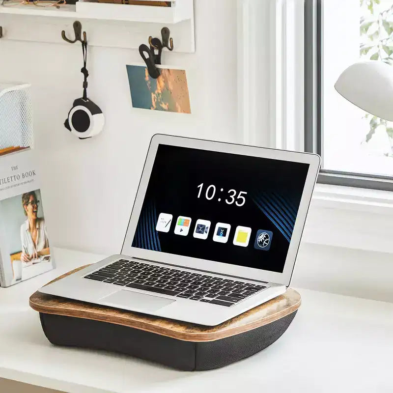 Tavolino da letto Lap Desk con maniglia 32 x 40 x 8 cm, marrone rustico
