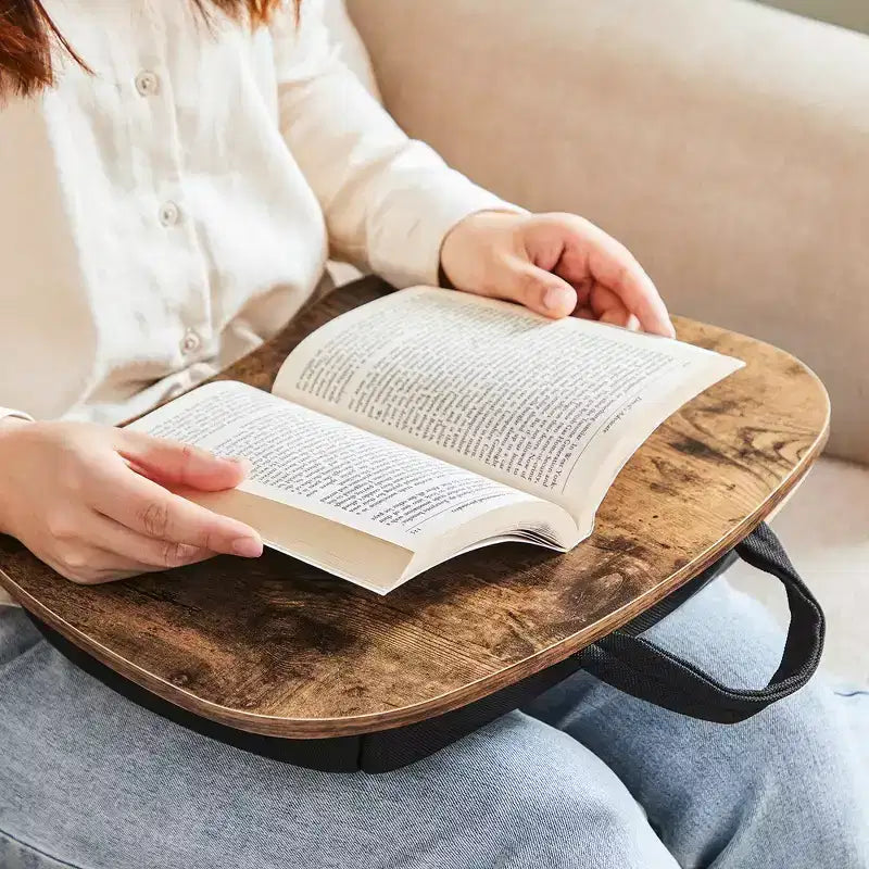 Tavolino da letto Lap Desk con maniglia 32 x 40 x 8 cm, marrone rustico