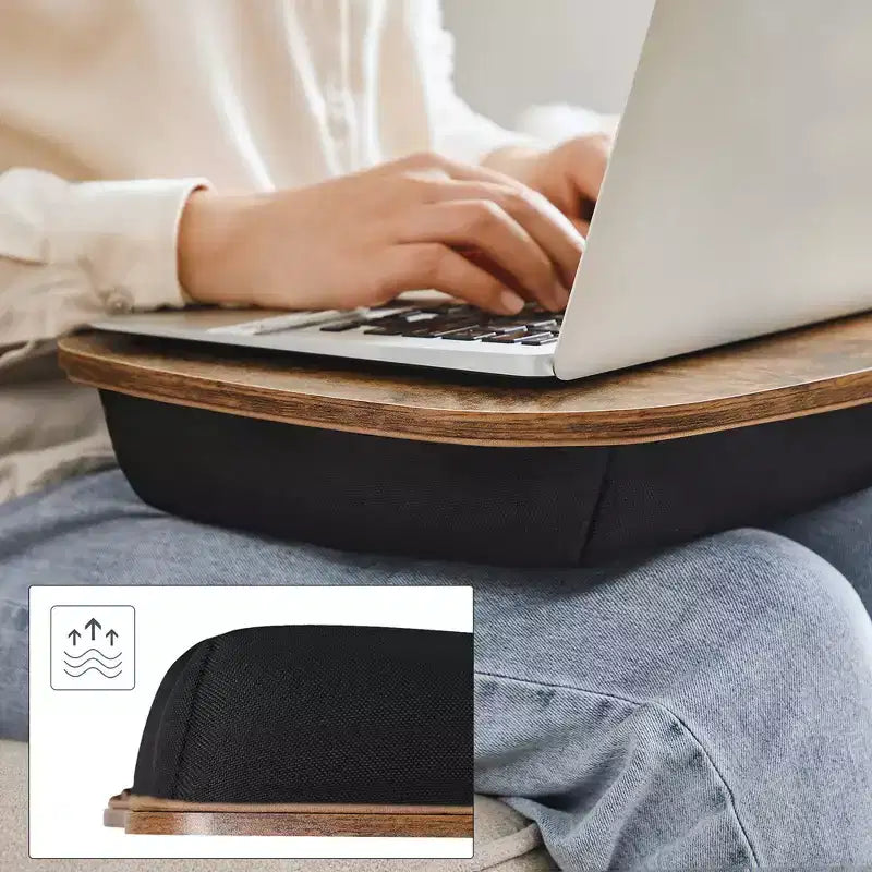 Tavolino da letto Lap Desk con maniglia 32 x 40 x 8 cm, marrone rustico