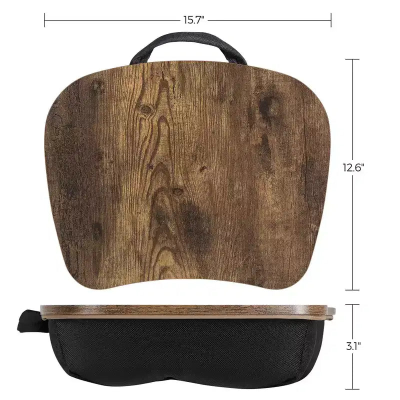 Tavolino da letto Lap Desk con maniglia 32 x 40 x 8 cm, marrone rustico